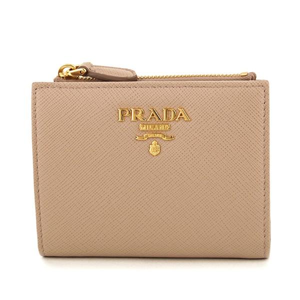 並行輸入 プラダ 2つ折り財布 サフィアーノ メタル  1ML023 QWA F0236 ベージュ系...