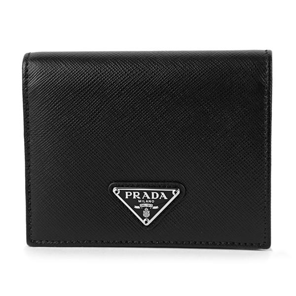 並行輸入 プラダ 2つ折り財布 サフィアーノ トライアングル 1MV204 QHH F0632 ブラ...