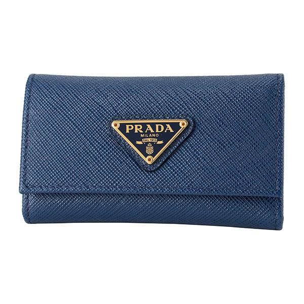 並行輸入 プラダ キーケース サフィアーノ トライアングル 1PG222 QHH F0016 ブルー...
