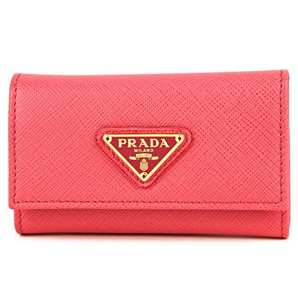 並行輸入 プラダ キーケース サフィアーノ トライアングル 1PG222 QHH F0505 ピンク...