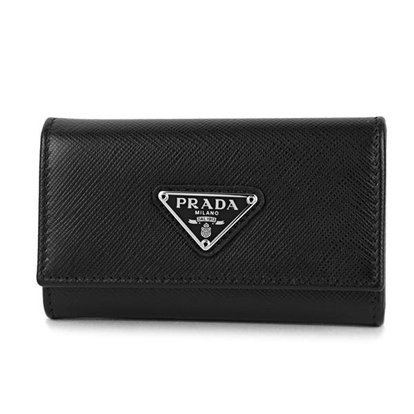 並行輸入 プラダ キーケース サフィアーノ トライアングル 1PG222 QHH F0632 ブラッ...