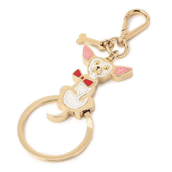 並行輸入 プラダ  キーホルダー サフィアーノ ドッグ 1PP069 2BWI F0I0H ホワイト...