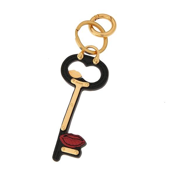 並行輸入 プラダ キーホルダー サフィアーノ 1TL068 2ENS F0D9A ブラック 黒/レッ...