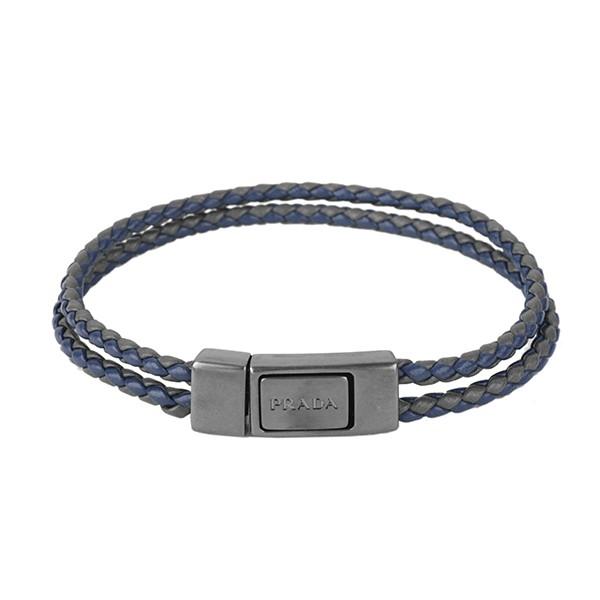 並行輸入 プラダ  ブレスレット ブレイドレザー 2IB184 038 F0XWN M ネイビー 爆...
