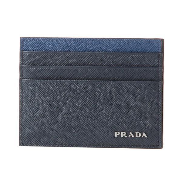 並行輸入 プラダ カードケース サフィアーノ リガ 2MC223 2E3C F0S9K ネイビー/ブ...