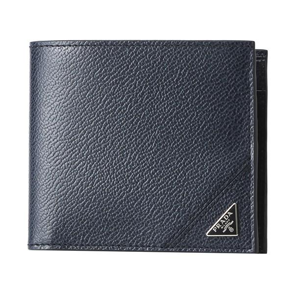 並行輸入 プラダ 2つ折り財布 ネイビー PRADA 2MO738 2CB2 F0216 爆買