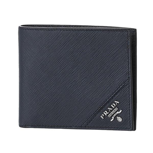 並行輸入 プラダ 2つ折り財布 サフィアーノ メタル 2MO738 QME F0216 ネイビー 爆...