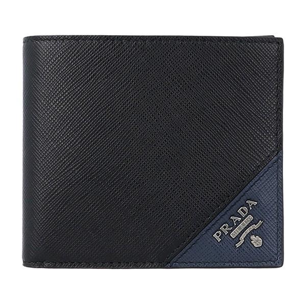並行輸入 プラダ  2つ折り財布 サフィアーノ メタル 2MO738 QME F0G52 ブラック ...
