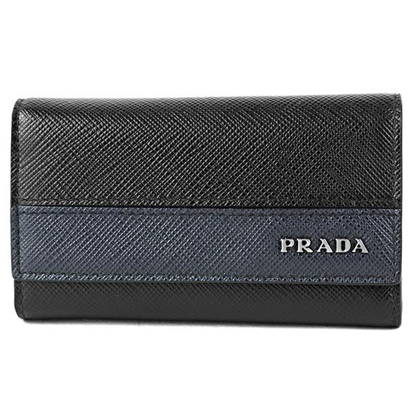 並行輸入 プラダ キーケース サフィアーノ ストライプ 2PG222 ZSU F0G52 ブラック ...