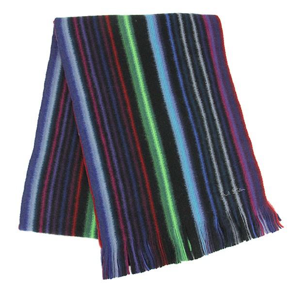 並行輸入 ポールスミス  マフラー・ストール ネオンストライプ 693D S30 79 ブラック 黒...