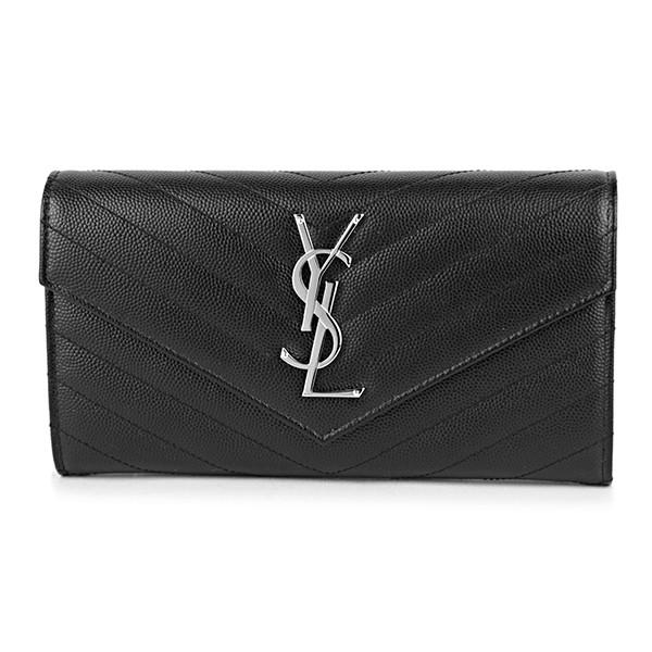 並行輸入 サンローラン 長財布 フラップウォレット 372264 BOW02 1000 ブラック 黒...
