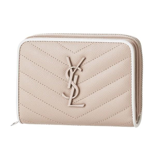 並行輸入 サンローラン  2つ折り財布 モノグラム 403723 BOWF2 6983 ピンクベージ...