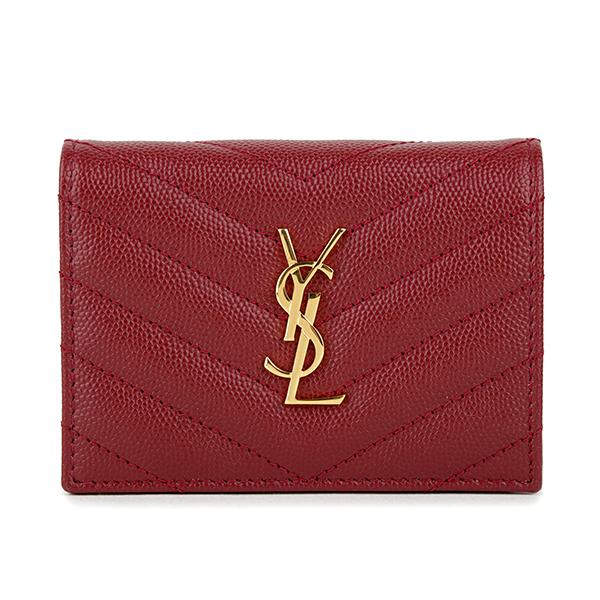 並行輸入 サンローラン  2つ折り財布 モノグラム 530841 BOWA1 6008 レッド 赤 ...