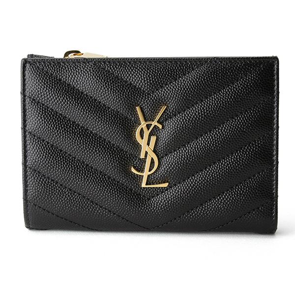 並行輸入 サンローラン  2つ折り財布 モノグラム 575974 BOW01 1000 ブラック 黒...