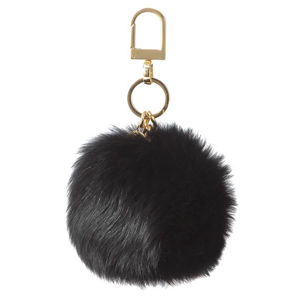 並行輸入 トリーバーチ  キーホルダー ファー ポンポン 31835 001 ブラック 黒 爆買