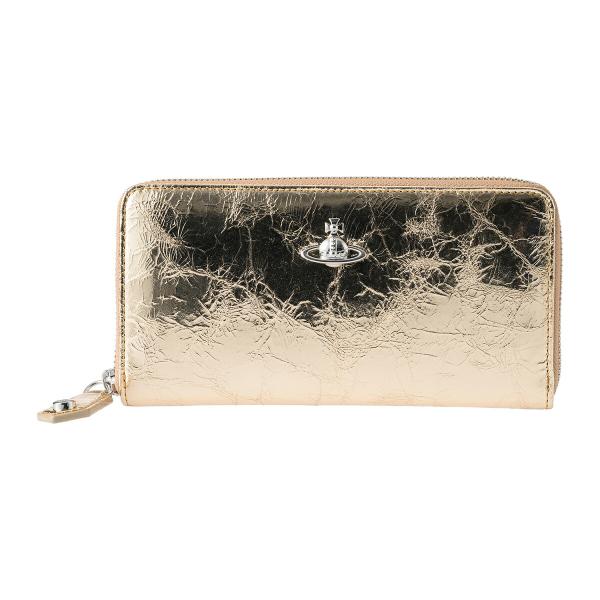 並行輸入 ヴィヴィアン ウエストウッド 長財布(ラウンドファスナー) メタリック クリーシー レザー...