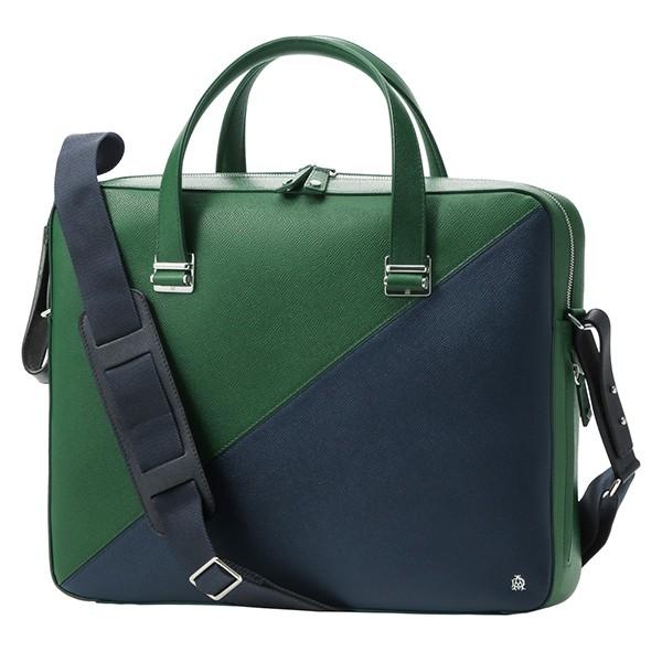 並行輸入 ダンヒル ブリーフケース シングルドキュメントケース L3X281V グリーン/ネイビー ...
