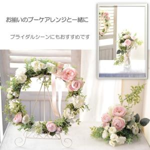 リース 完成品 ローズとローズマリー 造花 黄...の詳細画像3