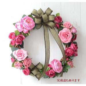 リース 玄関 花 母の日 ハンドメイド キット 玄関 造花 ローズガーデンリース バラ ピンク