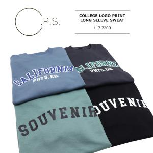 C.P.S(シーピーエス) MENS COLLEGE LOGO PRINT LONG SLLEVE SWEAT / メンズ カレッジロゴ プリント 長袖スウエット 117-7209 ユニセックス｜bruno-regas