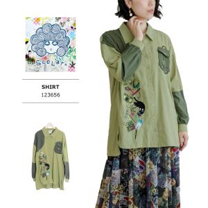 ScoLar(スカラー) LADIES SHIRT / レディース 持ち物柄切替シャツ 123656｜bruno-regas