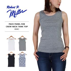 ROBERT P. MILLER(ロバート・ピー・ミラー) LADIES PACK PANEL RIB CREW NECK TANK TOP / パネルリブ クルーネック ボーダー タンクトップ 808C｜bruno-regas