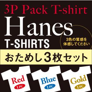 ヘインズtシャツ ヘインズ shiro ヘインズtシャツ 3枚 お試しセット ゴールド ブルー レッド アソート  HP3ASST ネコポスで送料300円｜bruno-regas