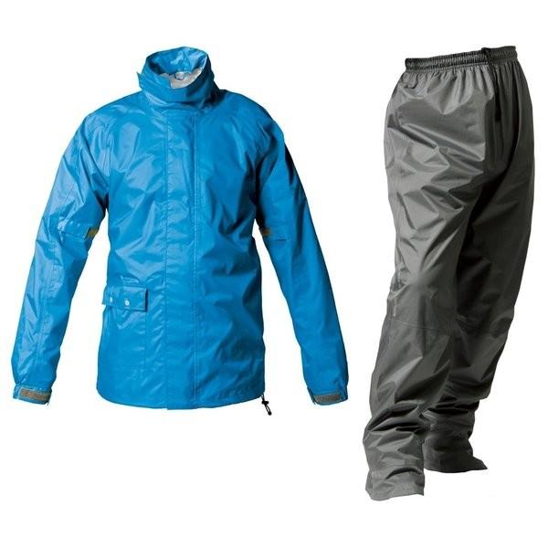 マック バイク用 軽量 レインウェア PT-7200 ツーリング 上下セット ブルー/グレー　ＬＬ