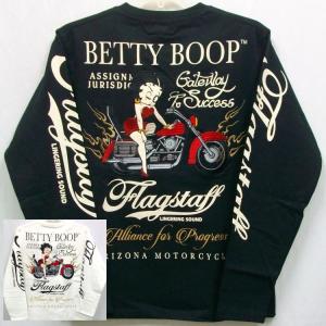 BETTY BOOP ベティブープxFLAGSTAFFコラボ長袖Tシャツ 434030 アメカジ バイカー バイク キャラクター アメコミ ロンT｜bscrawler