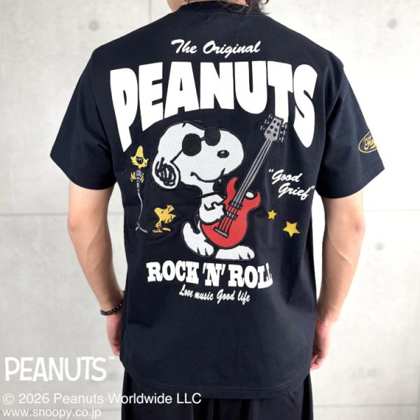 スヌーピーxFLAGSTAFFコラボ半袖Tシャツ 462030 PEANUTS ROCK'N'ROL...