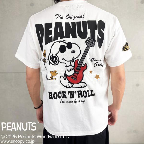 スヌーピーxFLAGSTAFFコラボ半袖Tシャツ 462030 PEANUTS ROCK'N'ROL...