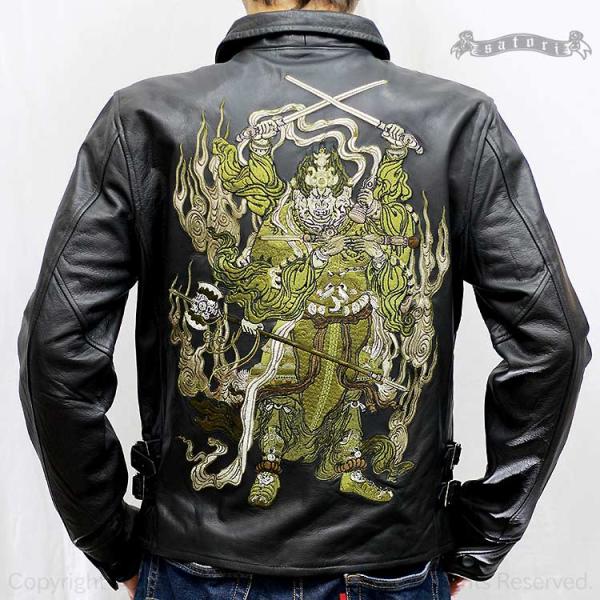さとり 火焔阿修羅レザーライダースジャケット SATORI GLRJ-004 和柄 バイカー 数量限...