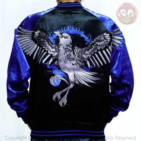 スカジャン 花旅楽団 はなたびがくだん スクリプト 八咫烏 刺繍 スカジャン SKJ-015 和柄 ...