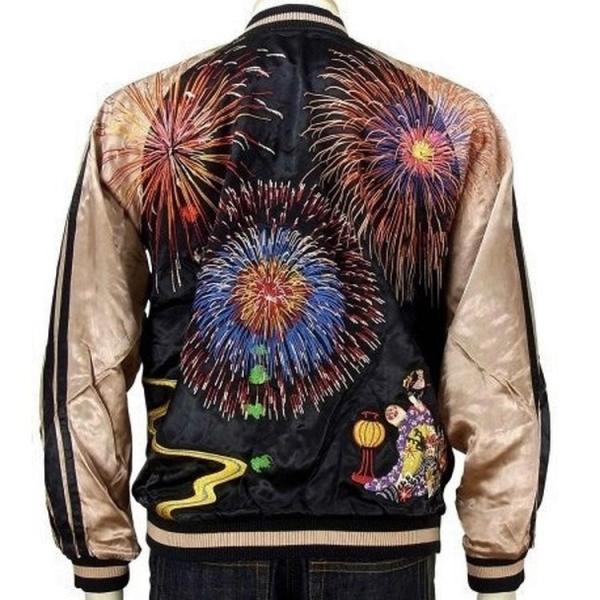 スカジャン 花旅楽団 はなたびがくだんスクリプト花火に舞妓 SSJ-508 和柄 和