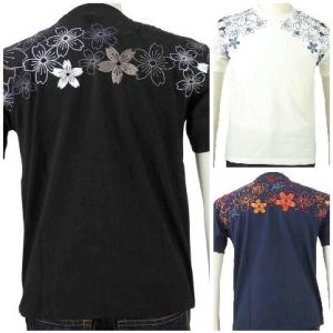 花旅楽団 はなたびがくだんスクリプト半袖Tシャツ STX-007 幾何学桜/和柄
