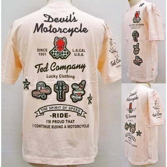TEDMAN テッドマンワッペン半袖Tシャツ デビルスモーターサイクルス TDSS-406ピンク/ア...
