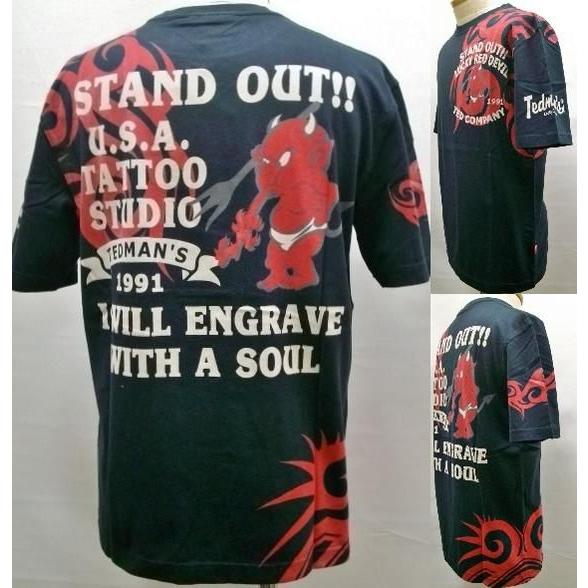 TEDMAN テッドマン半袖Tシャツ スタンドアウト TDSS-408ブラック