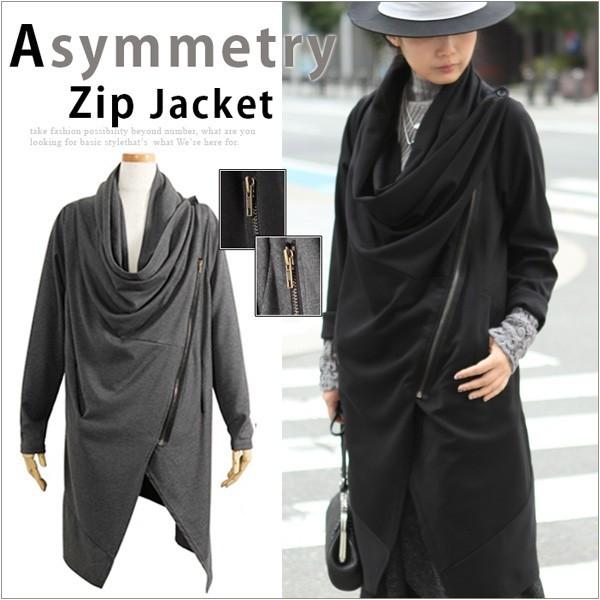 ジャケット　コーディガン　レディース　2way　斜め ZIP　カシュクール　ジャケット　カーディガン...