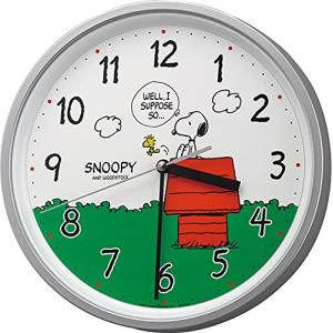 リズム(RHYTHM) SNOOPY (スヌーピー) 掛け時計 キャラクター アナログ 連続秒針 銀...