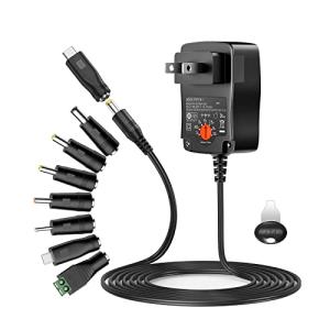 POWSEED 12W マルチ電圧 ACアダプター 3V 4.5V 5V 6V 7.5V 9V