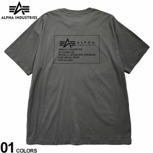 ALPHA INDUSTRIES INC アルファインダストリーズ 半袖 Tシャツ MILSPEC BOX バックプリント トップス クルー 大きいサイズ メンズ 3L 4L 5L ダークグレー｜btclub