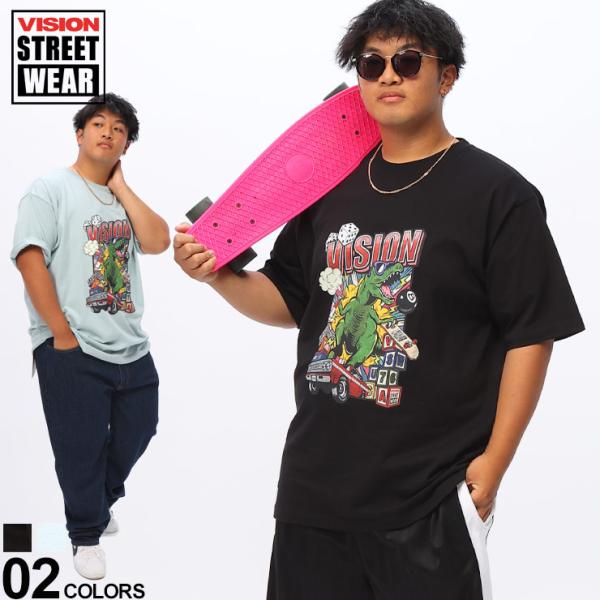 Tシャツ 半袖 メンズ 大きいサイズアメコミ ダイナソー プリント クルーネック トップス VISI...