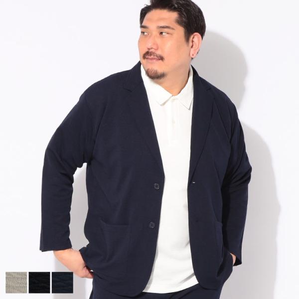 ジャケット シングル メンズ 大きいサイズ 快ラクWEAR DRYリップル 2つボタン テーラード ...