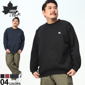 トレーナー 大きいサイズ メンズ ロゴ クルーネック プルオーバー ブラック ワイン グリーン ネイビー 3L 4L 5L LOGOS park ロゴス パーク トップス スウェット