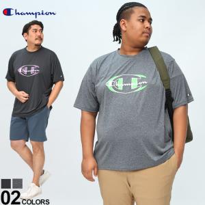 半袖 Tシャツ Champion チャンピオン 大きいサイズ メンズ 速乾 防臭 UVカット フロント ロゴ プリント クルーネック トップス 黒 CVAPOR シーベイパー｜btclub