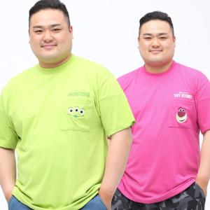 半袖 Tシャツ 大きいサイズ メンズ TOY STORY トイストーリー クルーネック 刺繍 ピンク/グリーン 3L-9L相当 DISNEY ディズニー