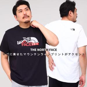 半袖 Tシャツ 大きいサイズ メンズ フロントロゴ クルーネック MOUNTAIN LINE TEE プリント THE NORTH FACE ザ ノースフェイス ホワイト/ブラック 1XL-2XL｜btclub