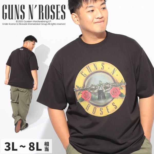 Tシャツ 半袖 メンズ 大きいサイズGUNS N ROSES プリント バンドT クルーネック トッ...