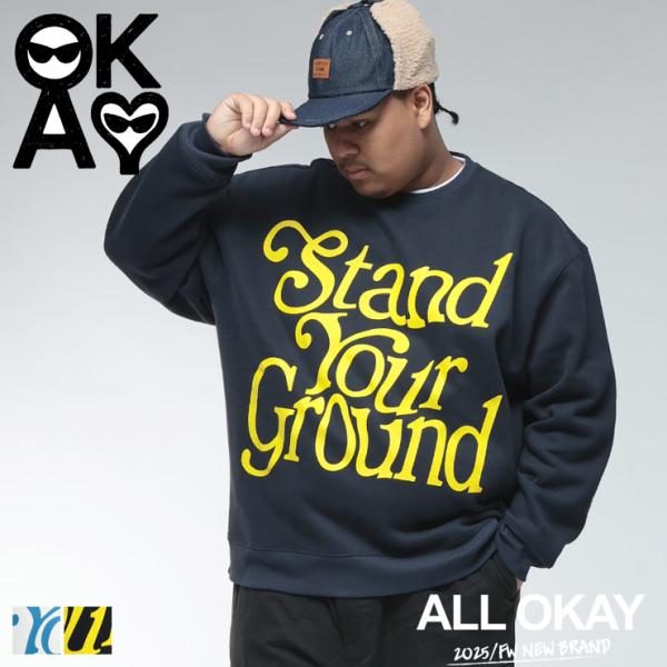 オールオーケー スウェット メンズ 大きいサイズ トレーナー 1XL 2XL 3XL  フロントプリ...