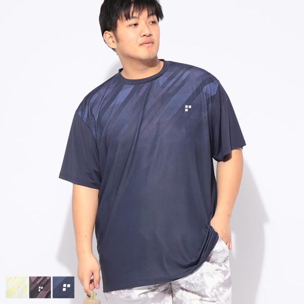 Tシャツ 半袖 グラデーション メンズ 大きいサイズ 接触冷感 ドライ ストレッチ UVカット クル...